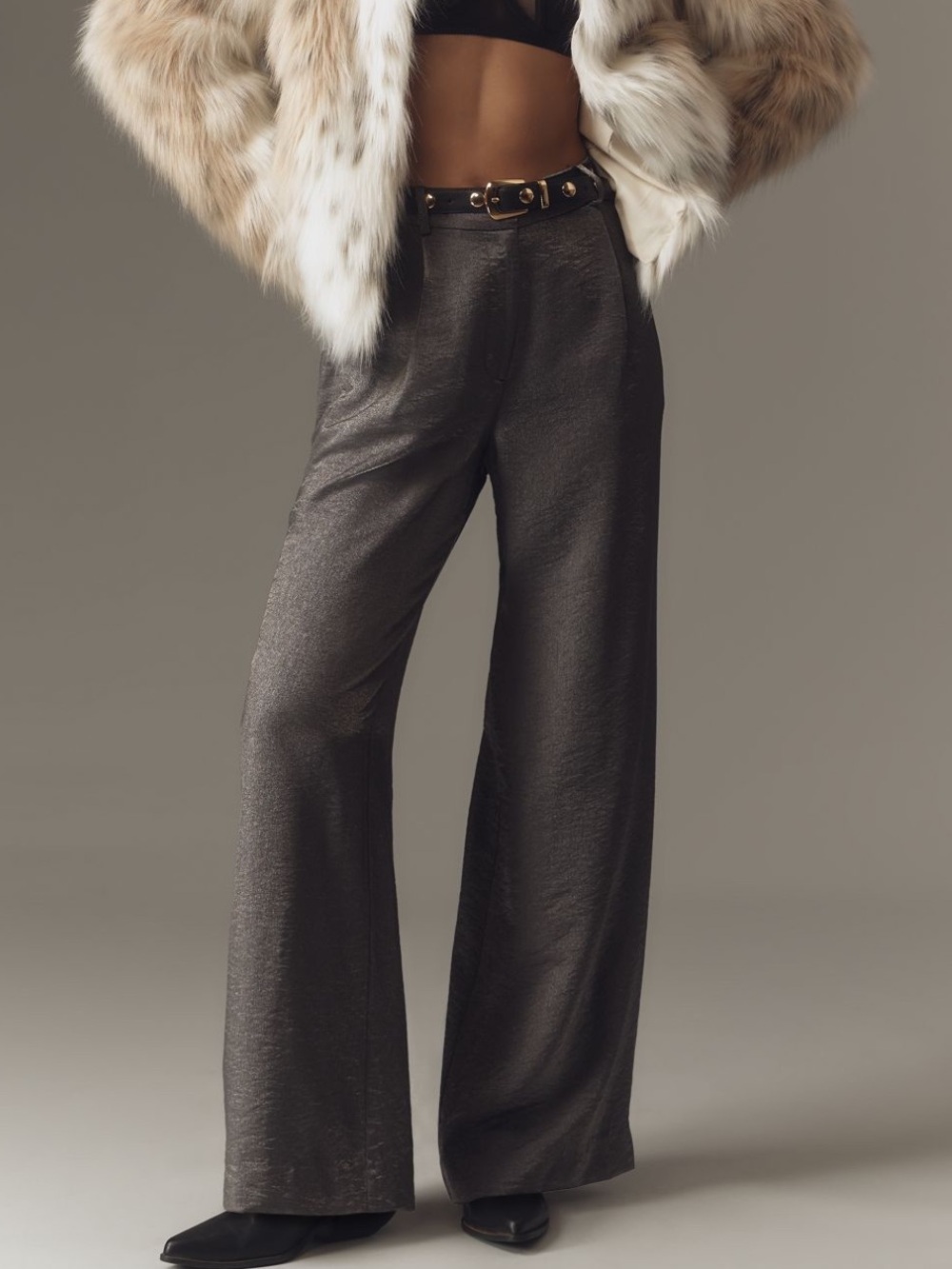 Maeve Shimmered Wide-Leg Trousers